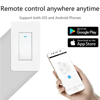 NÁS 1Gang Wifi Smart Switch stlačte Tlačidlo Smart Light Switch Pracovať s Alexa a Google Asistent ,Potreby Neutrálny Vodič