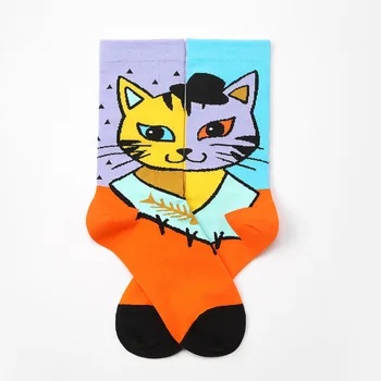 Pôvodný Európsky a Americký Štýl Artist Series Mačka Osobnosti Pár Ponožky Jeseň a v Zime Mužov a Žien Bavlnené Ponožky