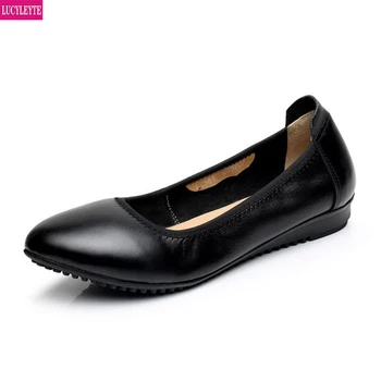 Zamerajte sa na pracovné topánky 30 rokov black professional veľké kožené dámske topánky Sklon náklon matky topánky