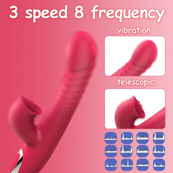 Sex Hračky Pre Ženy Automatické Teleskopické G-Spot Vibrátor Jazyk Lízanie Rabbit Vibrátor Ženská Masturbácia, Kúrenie Vibrátor, Dildo