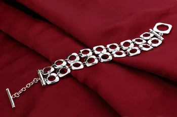 Nové Žien 925 Sterling Silver Náramok Geometrický Prvok Originálny Strieborný Ornament Náramok Strany Šperky Darček Pulseira bijoux