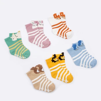 Asunbaby Cartoon zvierat dizajn Bavlny Baby Ponožky Novorodenca Poschodí Ponožky deti Krátke Ponožky Silica gel anti-protišmykové deti Ponožky