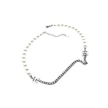 Unisex misbhv Imitácie perál Titánové ocele list hiphop náhrdelník náhrdelníky pre ženy, veľkoobchod