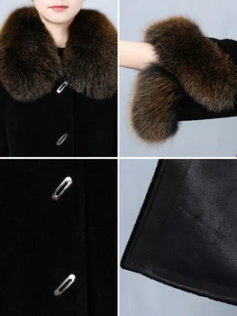 Kabát Fur Real Zimná Bunda Ženy Oblečenie 2020 Ovce Shearling Vlny Kabát Žena Fox Kožušiny Golier, Dlhé Plášte s MY4567