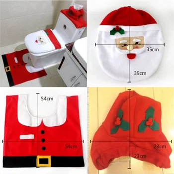 3ks Vianočné Wc Sedadlo & Kryt Santa Claus Kúpeľňa Mat Vianoce Decor Kúpeľňa Santa Kryt Sedadla Wc Koberec Domáce Dekorácie