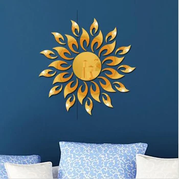 3D Zrkadlo Sun Flower Art Odnímateľné Steny Nálepky Akryl nástenná maľba Odtlačkový Domov Izba Dekor Hot Domáce Dekorácie