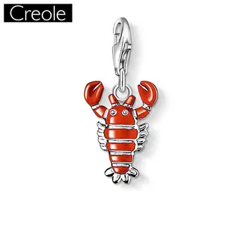 Kúzlo Prívesok Red Lobster,2018 Módne Šperky Trendy Skutočný Autentický 925 Sterling Silver Darček Pre Ženy, Mužov Nosenie Náramku