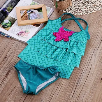 Letné Baby Dievčatá Merimaid Plavky zelená farba Bikini Set Plavecké plavky Plavky