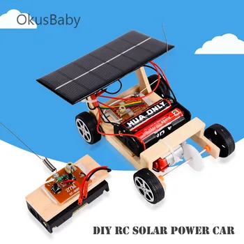 DIY Solar Power RC Hračky Auto Deti Vzdelávacie Drevený Model Zostaviť Hračky Nastaviť Elektrické Vzdelávania Študentov Školy Hračky