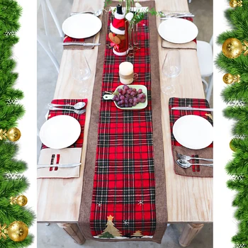 Vianočný Stôl Runner Z Imitácie Bielizeň Obrus Stolové Prestieranie Jedálenský Stôl Vlajka Vianoce, Nový Rok, Vianoce Domov Dekorácie