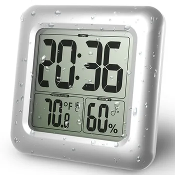 LCD Kúpeľňa Nástenné Hodiny Silné prísavky Teplota Vlhkosť Squre Digitálne Hodiny Sprcha