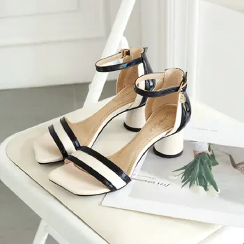 ZawsThia 2020 zväzkový vzor colorblock dámske letné topánky, vysoké podpätky sandále pre ženu veľkú veľkosť 33-46 elegantné sandále žena