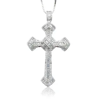 Ručné Kresťanstvo Kríž Prívesky Diamond maľba úplné Reálne 925 Sterling silver drahokam Náhrdelník pre ženy Šperky