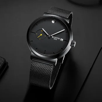 Nové hodinky pánske 2020 Waterproof Black Quartz Hodinky Mužov Značky Luxusná Nerezová Oceľ Oka Kapela Športové Náramkové Hodinky Muž Hodiny