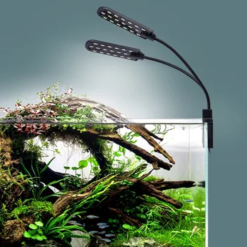 X7 EÚ Plug-Dual Head Super Jasné LED Rastlín Lampa Akvarijné Svetlo Rastliny Rastú Ľahké Nepremokavé Clip-on Fish Tank Svetlo