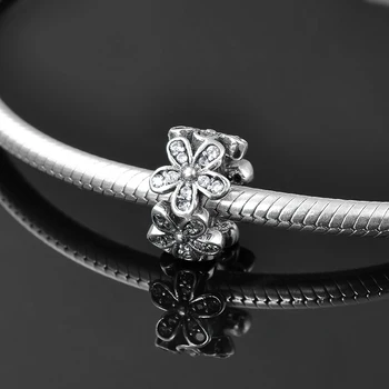 925 Sterling Silver korálky kvet strieborné pozlátené kolo jasné, CZ jemné korálky Fit Pôvodné europeu Kúzlo Náramok Šperky robiť
