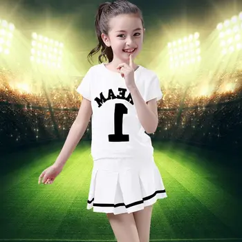 SONGYUEXIA Dievčenské Cheerleading Dancewear Zobraziť Oblečenie Kostým 110-160 cm rose/biela farba pre dieťa
