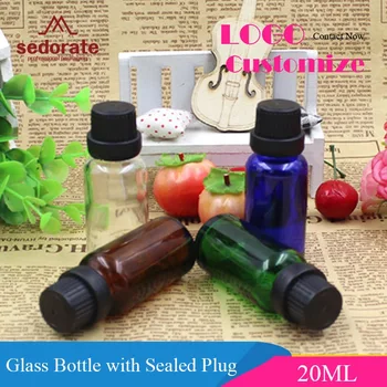 Sedorate 30 ks/Veľa Amber Sklenené Fľaše 20ML Kozmetické Fľaše S uzavretým Vnútorné Plug Logo Prispôsobiť Modré Sklenené Fľaše YM017