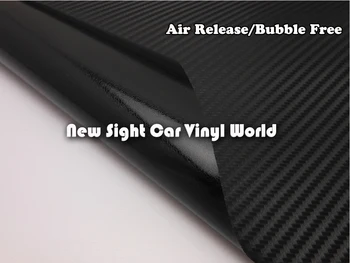 Čierna 3D Carbon Fiber Auto Vinyl Film Black Carbon Fiber Auto Zábal Nálepky vzduchová Bublina Zadarmo Veľkosť:1.52*30 m/Roll