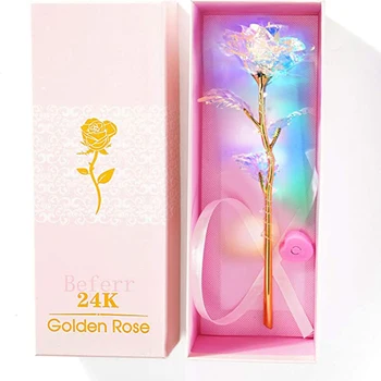 Navždy Ruže Kvet 24k Gold Umelé Svetlo LED Ruže Darček pre Priateľku, Manželku, Mama valentínsky Deň matiek Narodeniny Vianoce