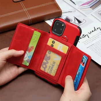 Pre iphone 11, 11pro, max multi card prípade pamäťovej karty funkcia kožené peňaženky pre iphone 8 7 6plus X XS XSmax telefón prípade