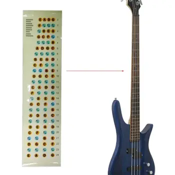 Vlasti Plastové Farebné Gitara Nálepky Hmatník Poznámka Označenie pre 4 Sláčikové Basy 310x80x1mm Pre Gitarové Príslušenstvo Vlasti