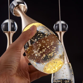 Moderné Módne Zlaté Champagne Bubble Crystal Prívesok Svetlo Pre Jedáleň, Obývacia Izba, Reštaurácia Závesné Svietidlo priemyselné svietidlo