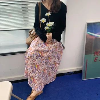 Harajuku kvetinový vysoký pás sukne faldas plus veľkosť ženy lete vintage oblečenie kórejský štýl 2020 nové preppy sukne dámske