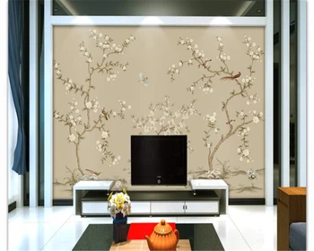 Beibehang abstraktných de parede Moderné ručne maľované kvet, vták Čínsky TV tapetu pozadia hudas krásy tapety abstraktných pintad