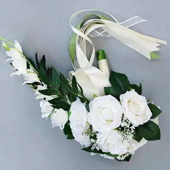 Bridesmaid, Dievča Ruže, Kvety, 3 Farebné Svadobné Party Kytice Kvet Umelý Kvet Romantický Falošné Ranunculus