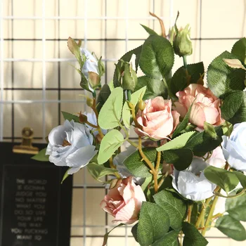 White Rose Umelé Kvety Hodváb Kytice Vysokej Kvality Veľké Ruže pre Svadobné Dekorácie Falošné Kvety Červené pre Domáce Tabuľka Dekor