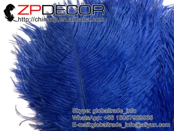 ZPDECOR 100ks/veľa 30-35 cm(12-14inch)Ručné Nadýchané a Hladké Bielené Kráľovská Modrá Pštrosie Perie pre Svadobné Dekorácie Perie