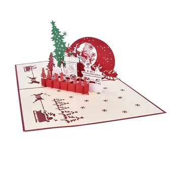 2021 Veselé Vianočné Prianie, Vianočné Strom Zimné Darček Pop-Up Karty, Vianočné Dekorácie, Nálepky, Laser Cut Nový Rok Pohľadnice