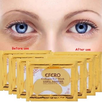 10Pcs=5Pair 24K Zlatá Maska na Oči Crystal Kolagénová Očná Maska Anti-Odstrániť Opuchy, Tmavé Kruhy na Starostlivosť o Oči Cream Gel Oko Podložky
