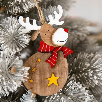 Drevený Mini Vianočný Stromček Jeleň Elk Visí Prívesok Ozdoby Vianočné Domova Vianočné dekorácie pre domov ornament орнамент