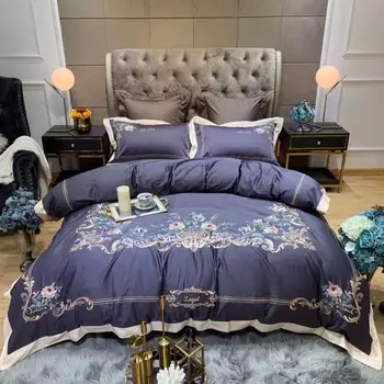 100 % Egyptskej bavlny luxusné fialová posteľná bielizeň nastaviť kráľ perinu a vankúš prípadoch