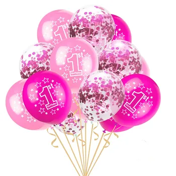 15pcs/set 1. Narodeniny Balón Jeden 1 Rok Staré, Prvý Happy Birthday Party Dekorácie Latexové Balóny Baby Sprcha Dievča, Chlapec Darček