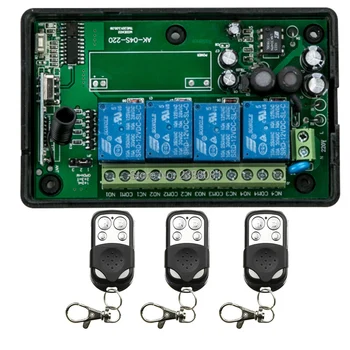 85v~250V 4CH 10A RF Diaľkové Ovládanie Prepínač Systém teleswitch 3 vysielač & 1 prijímač relé Prijímač Smart Home Prepínač