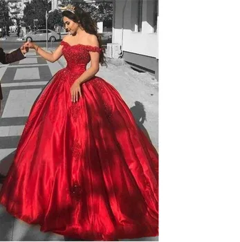 Mimo Rameno Červená Prom Šaty, Dlhé 2019 Lacné Perličiek Čipky Formálne Večerné Šaty Quinceanera Sweet 16 Šaty Čierne Dievčenské šaty