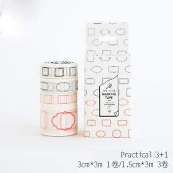 Roztomilý 3+1 Praktické série Washi Pásky urob si sám dekorácie scrapbooking plánovač maskovacia páska lepiaca páska označenie nálepky na kancelárske potreby