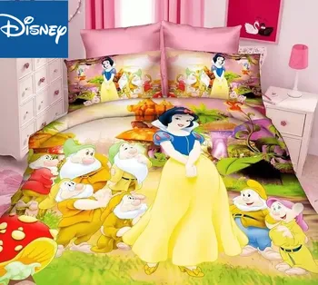 Disney princezná posteľná bielizeň set pre dievčatá jednotný twin veľkosť obliečky kryt 3/4pcs bedlinen cartoon obliečka na vankúš ploché plechové montované plechové