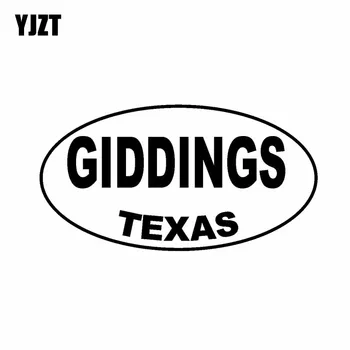 YJZT 13.1 CM*7 CM GIDDINGS TEXAS Oválne Vinyl Kotúča, Auto Nálepky Black Silver C10-01663
