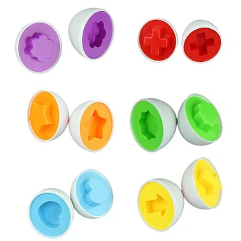 6 vajec/set Vzdelávania Vzdelávanie Hračky Dieťa Rozpoznať Farbu, Tvar Zmiešané Hlavolam Múdry Puzzle Smart Kid Vzdelávania Zodpovedajúce Hračky
