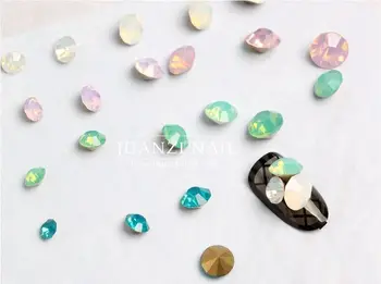 Crystal Kamienkami Nail Art Kamene Kamienkami 1 koleso 4 farby zmesi opal farba pointy späť nail art glass drahokamu (sklo)