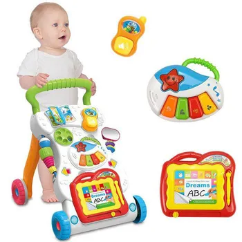 [Zábavné] Multi-funkcie Nastaviteľné Auto Baby Chodítko Auto Pomáha Chodiť Činnosť Hudobný Mobilný telefón + Elektronické varhany + rysovaciu dosku