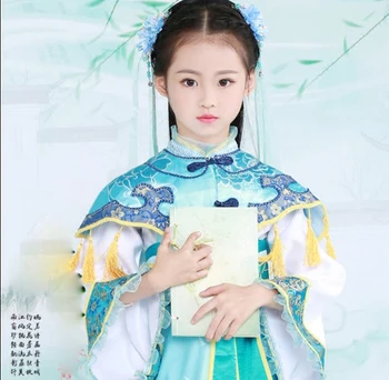 Ling Luo WYJN Svetlo Modrá Dievčatko Kostým Princezná Hanfu pre Fotografovanie Fáze Výkonu Republikánskej Obdobie Miss Hanfu