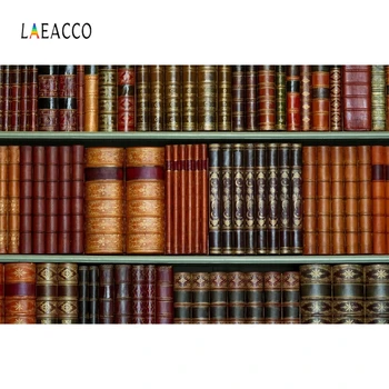 Laeacco Bookselves Knihy Knižnica Portrét Literatúry Foto Pozadie Fotografie Kulisu Pre Photo Studio Photocall Photozone