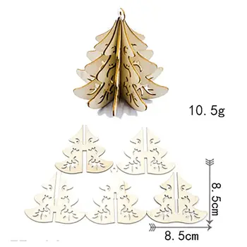 Drevo Plátky Spojov Vianočný Strom Domov výzdobu 5 ks DIY 3D Vianočné Prívesky S Zavesiť String 5 ks/sada