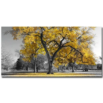 Frameless Scenérie umelecké Diela Maliarske Plátno Žltá Javorový Strom na Rustikálny Pozadí Moderné Nástenné Art pre Domáce Spálne Dekorácie