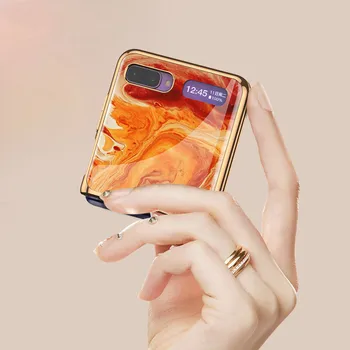 Mramor Tvrdeného Skla Násobne obal pre Samsung Galaxy Z Flip 2020 Telefón puzdro pre Samsung Z Flip Galaxy Zflip Ultra Tenký Kryt Coque